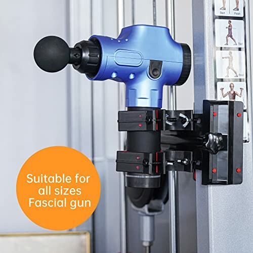 Support réglable pour pistolet de massage fixé à un appareil.