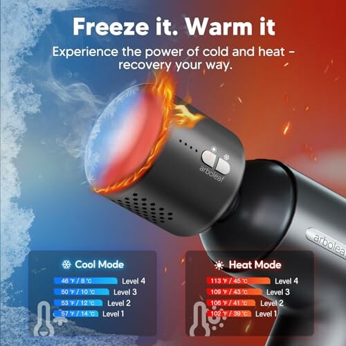 Appareil de thérapie par chaud et froid avec options de température.