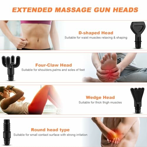 Différents types d'embouts pour pistolet de massage