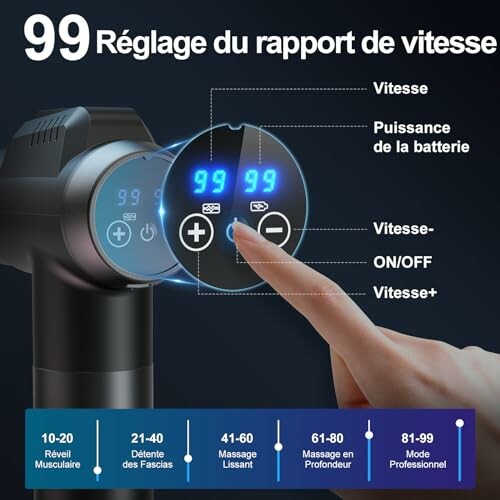 Réglage du rapport de vitesse sur un pistolet de massage