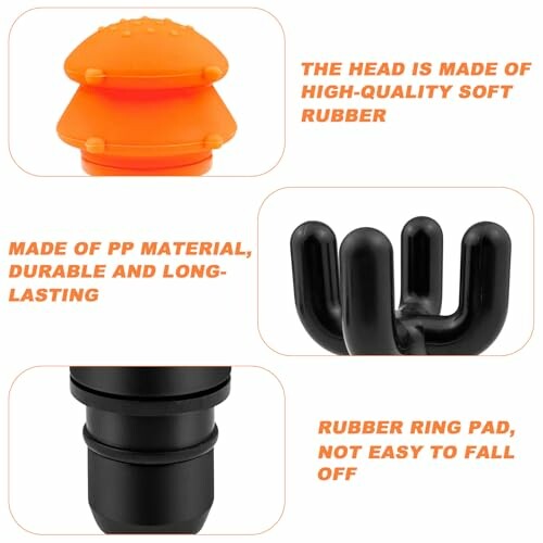 Outil en caoutchouc orange et noir avec tête souple